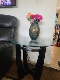 Round Glass Top End Table