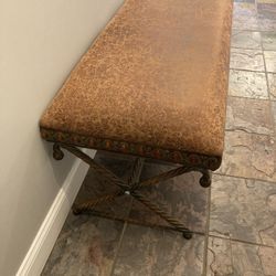 Leather And Metal Bench
