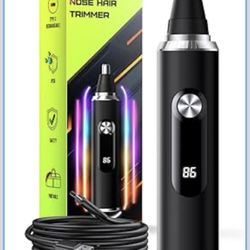 Nose Hair Trimmer for Men and Women, USB Rechargeable Electric Facial and Ear Hair Remover with LED Display, Dual-Edge Blades for Smooth, Painless Eye