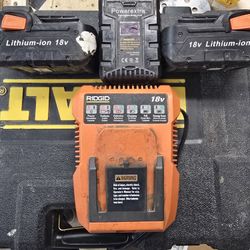 Ridgid 18v Charger And 3 Generic Ridgid Batteries