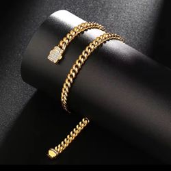24” Gold Stainless Steel Miami Curb Cuban Chain Necklace 6mm In Width