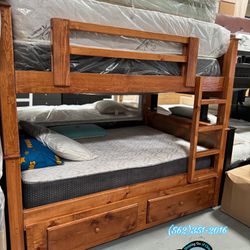 Triple Full Bunk Bed With Mattresses New Litera 