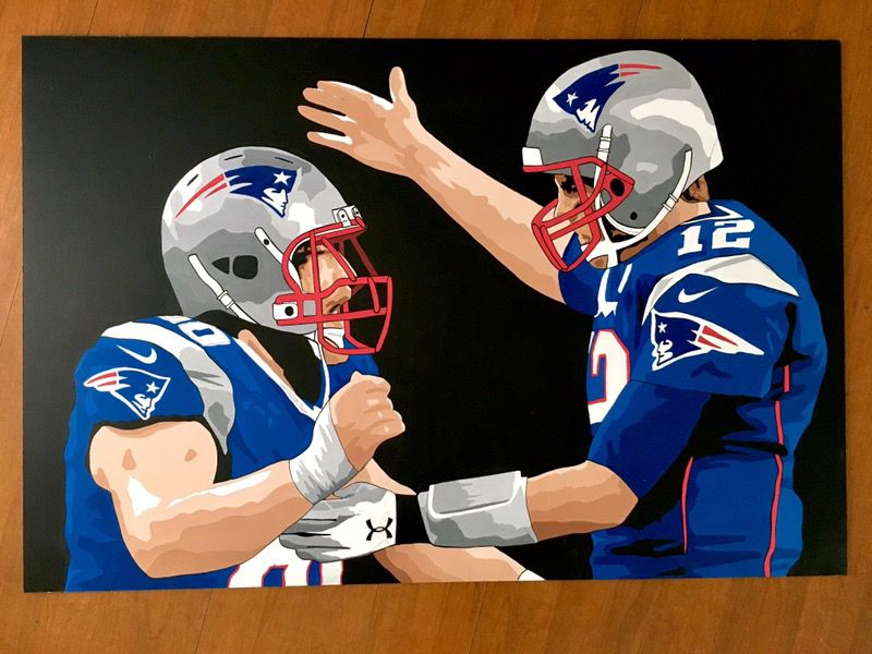 Commissioned painted for David Andrews of him and Tom Brady!