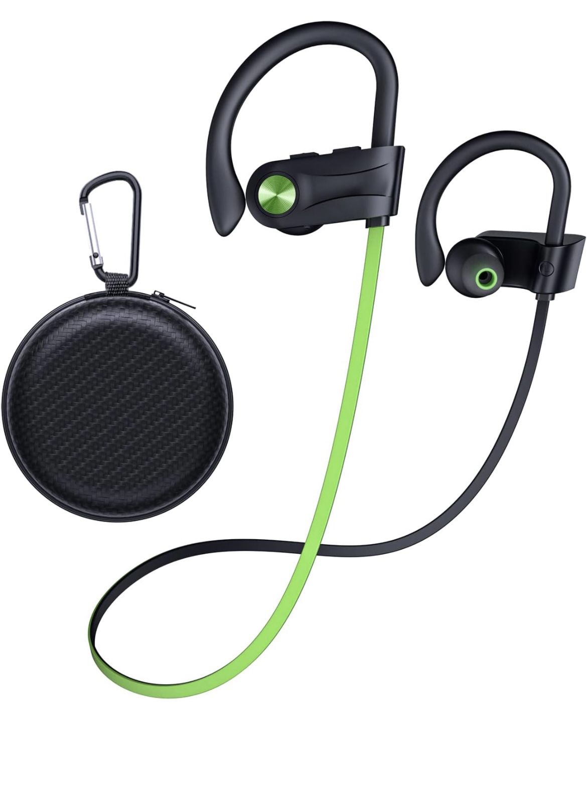 IPX7 Waterproof Bluetooth 5.3 Headphones with 16Hrs Playtime Stereo Bass Headsets with Mic Running Headphones with Earhooks
