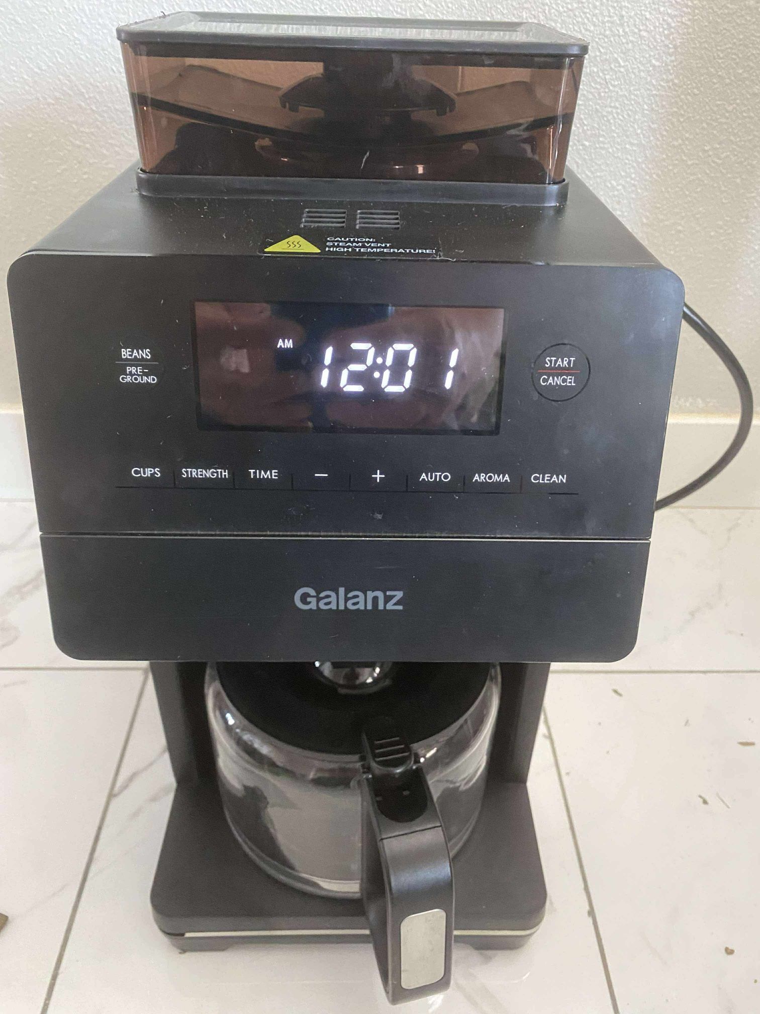 Galanz 12 Cups Grind / Brew Coffee Maker 60 oz. Water Reservoir & 6.5 GLDC12S110