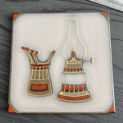 🍷Vintage Italian Ceramic Lantern & Matches Tile - Trivet