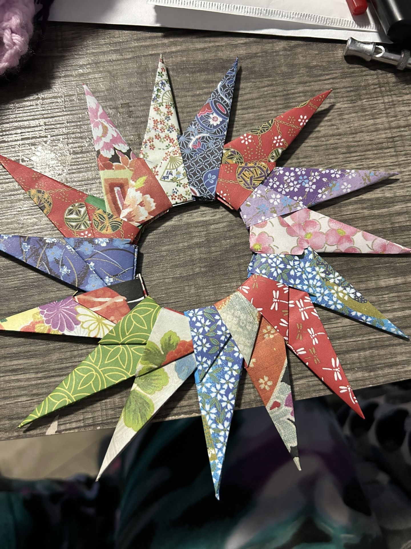 Homemade origami wreaths