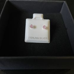 Small 925 Sterling Silver Pink Studs