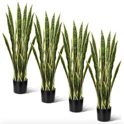 Crowye Tall Artificial Snake Plant Sansevieria Plant Large Artificial Snake Plant Bulk Fake Snake Plant Faux Plants in Pot for Home Office Housewarmin