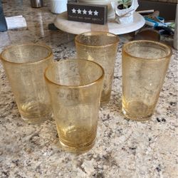 Amber Yellow Hand blown 16 oz. Glassware