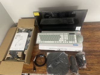 22” FHD Monitor with Single Arm Monitor Mount and Wireless Keyboard Mouse