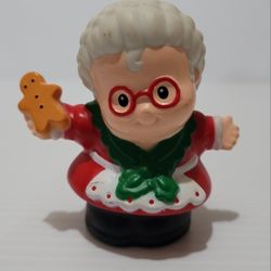 Vintage Fisher Price Little People Mrs Claus gingerbread cookie red glasses 2001