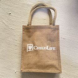 ChildLife Jute Burlap Sturdy Small Tote Bag