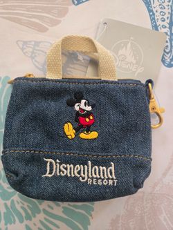 NEW Disney Parks 2026 Disneyland Demin Coin Purse Bag Charm Mini Tote Mickey