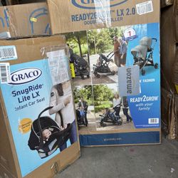 New! Graco Ready2grow Lx Double Stroller & Infant Seat 