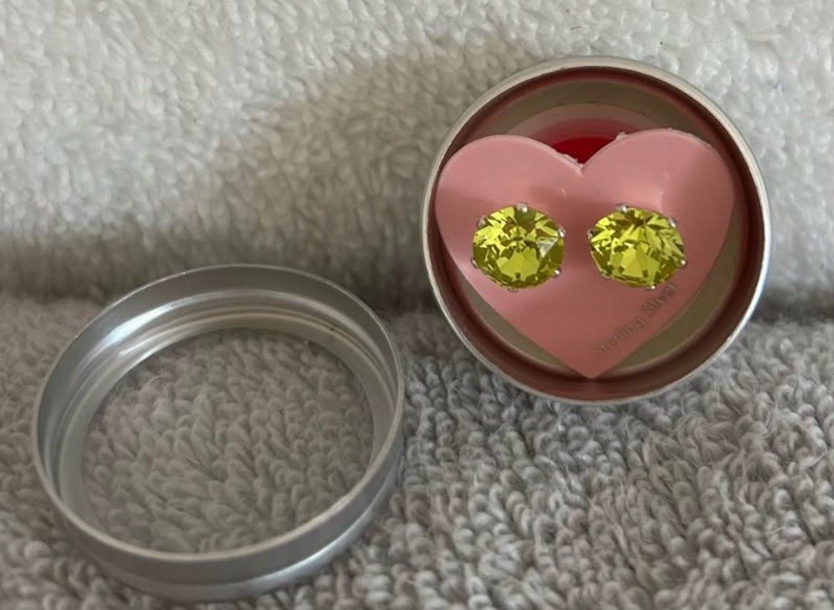 JOJO loves YOU Lime Green Sterling Silver Crystal Stud Earrings