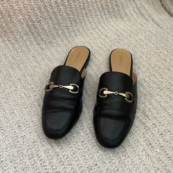 Black loafer mules