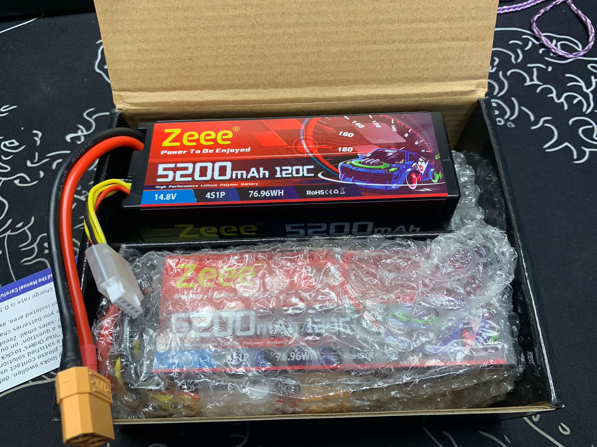 Zeee 4S Lipo Battery 7200mAh 14.8V 120C Hard Case With XT90 Plug For RC (2-Pack)