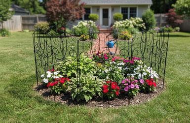 Black Metal 6 Panel Interlocking Garden Plant Trellis Stand Decorative Fence! Each Panel 24x32in
