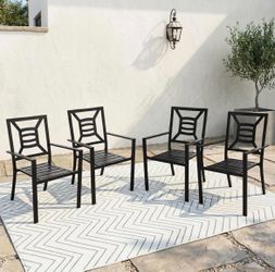 Patio Dining Chairs Set of 4, Stackable Outdoor Metal Chairs