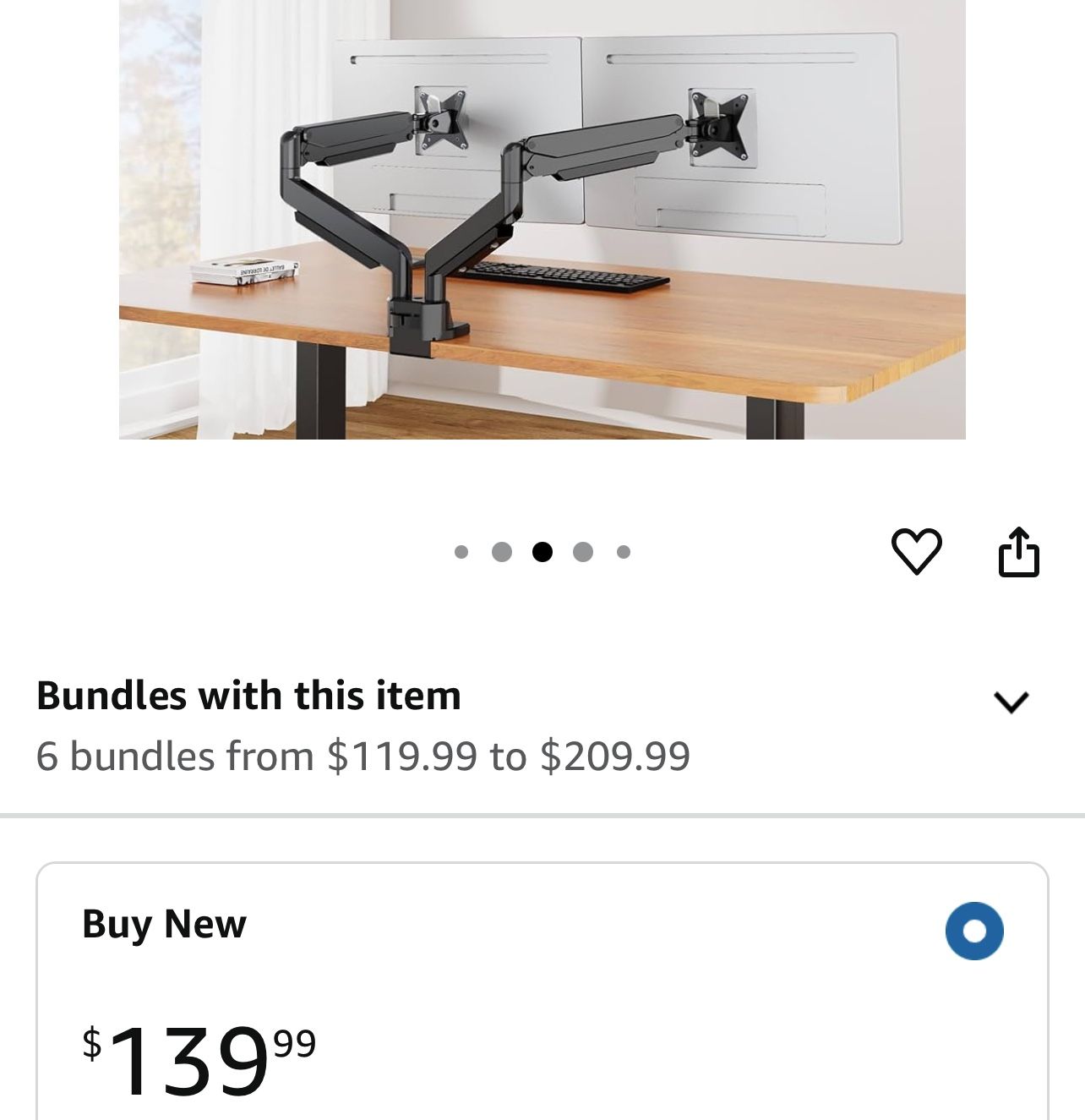 MOUNTUP Dual Monitor Mount Holds 37.5lbs