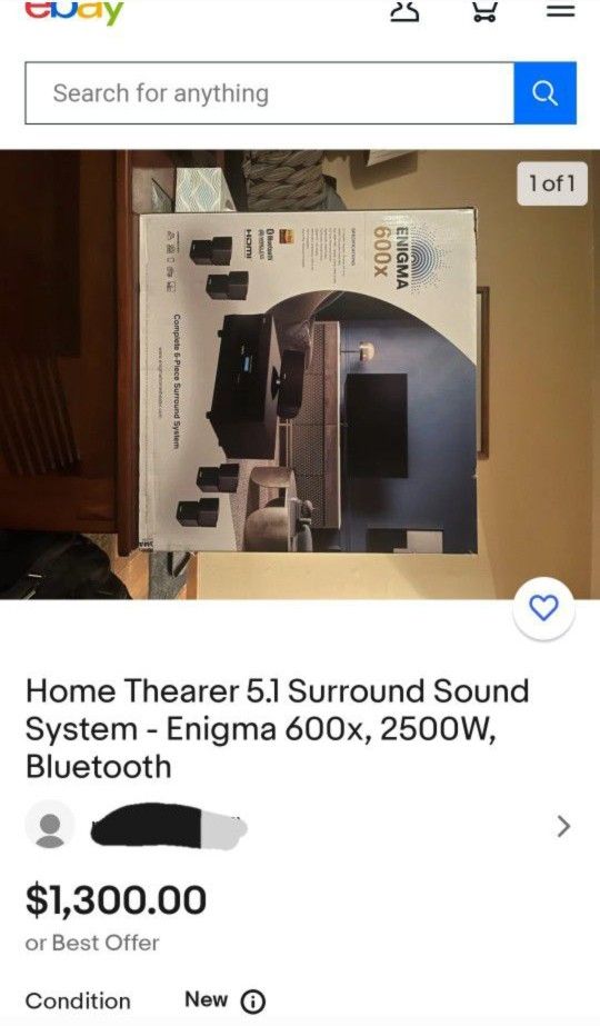 Home Theater 5.1 Surround Sound System- Enigma 600x, 2500W, Bluetooth 