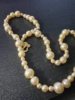 Vintage Kenneth Jay Lane Faux 24" Pearl Necklace