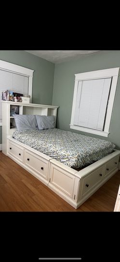 White Bed Frame With Storage