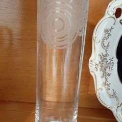  Etched Geometric Swirl Pattern Bud Vase 8" Tall