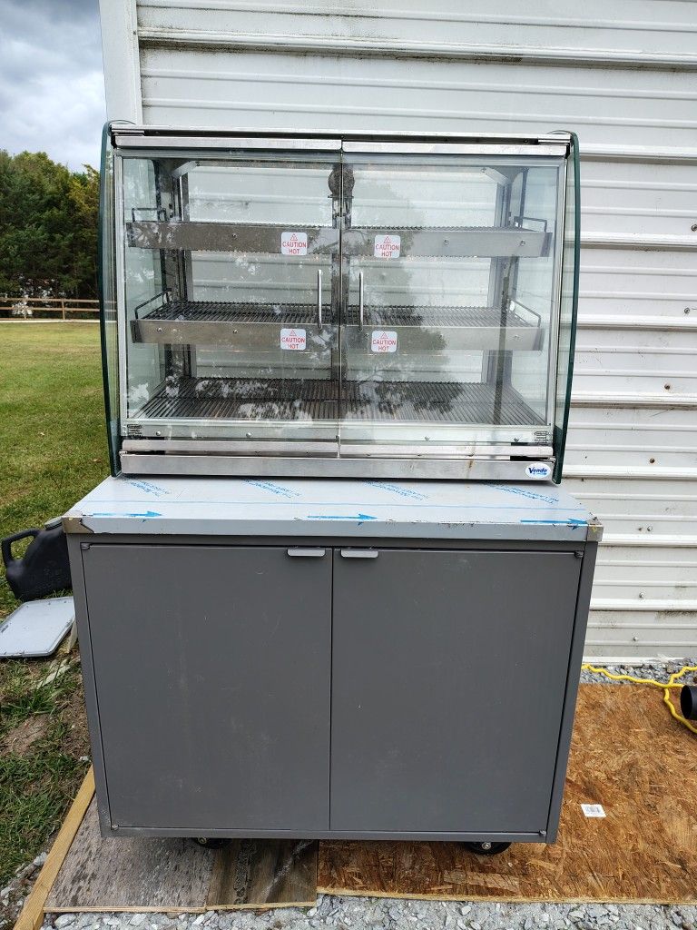 Hot Hold Food Case & Stainless Steel Top Storage Cabinet