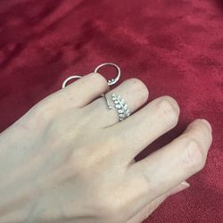 Handmade Adjustable Plant Shape Open Silver Ring