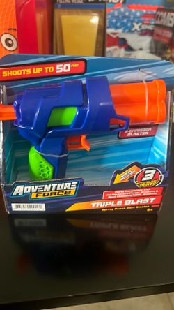 Adventure Force Triple Blast Dart Blaster Set, Spring-Powered Auto-Indexing Design, 1 Blaster with 3 Accu-Blast Darts, Outdoor Play, Ages 8+