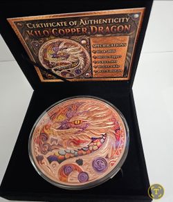 Beautiful 2026 1 KILO .999 Colorized Copper Dragon LE