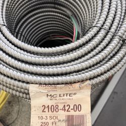 250 ft. 10/3 Solid  MC (Metal Clad) Aluminum Armor Cable