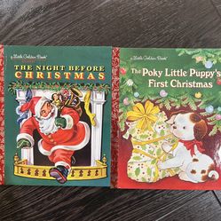 New Lot of 2 Christmas Little Golden Books Night before Christmas & Poky Puppy