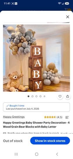 Baby Shower Wood Grain Block "BABY"
