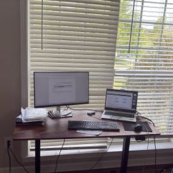 Electric Standing Desk, Adjustable Height Stand up Desk, 40x24 Inches Sit Stand Home Office Desk with Splice Board, Black Frame/Rustic Brown To