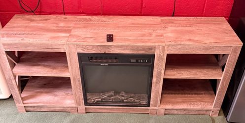 Electric Fireplace TV Stand with Open Shelves