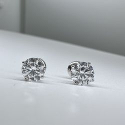 2.00 CTW Round Lab Diamond Stud Earrings 