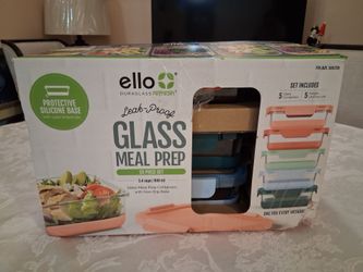 Ello Duraglass Refresh Glass Meal Prep Containers – 10 Piece Set (Used, Good Condition)