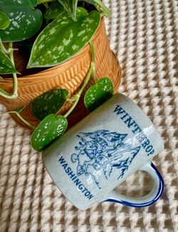 Vintage 8-oz Speckled Stoneware Winthrop WA Souvenir Mug