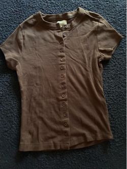 Brown button top