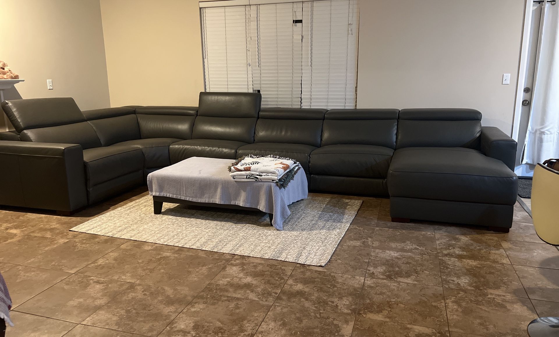 Nevio 6-pc Leather Sectional Sofa With Chaise, 
