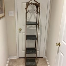 Tall Metal Shelf Unit with Granite Shelves