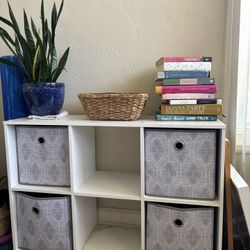 White Square Shelves with Storage Boxes