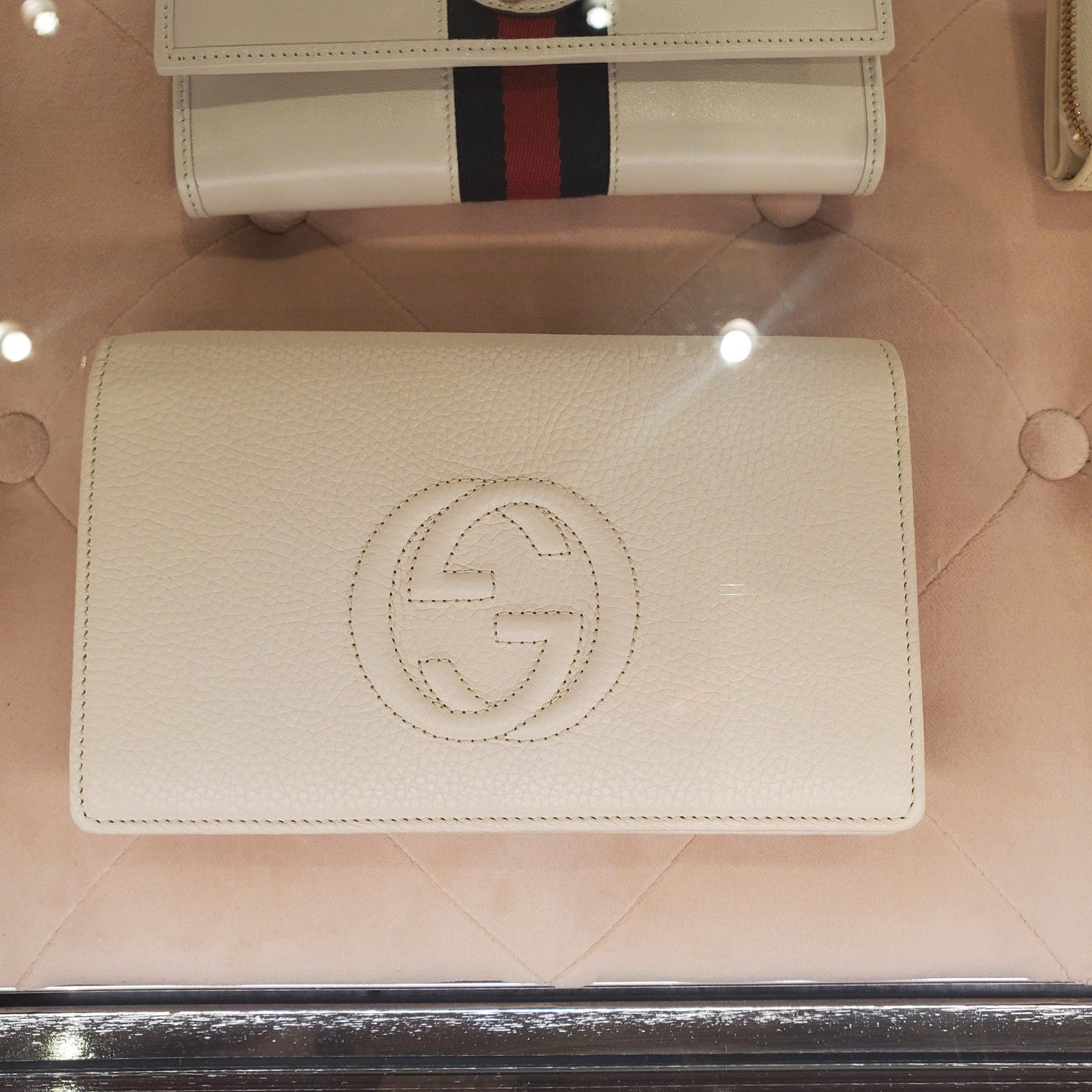 Brand New Gucci wallet with chain white