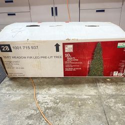 New 10 Foot Christmas Tree Meadow Fir Led Pre-Lit Home Accents
