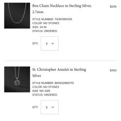 David Yurman Men’s Sterling Silver Necklace And Pendant