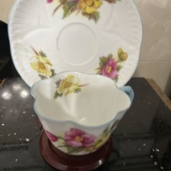 1950 Shelley Teacup and Saucer in the Begonia Patter