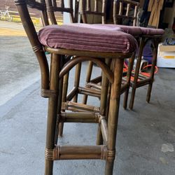 Antique Bamboo Bar Stools 
